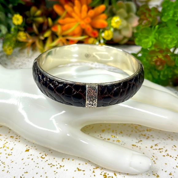 Brighton bracelet bangle silver brown croc - Picture 2 of 6